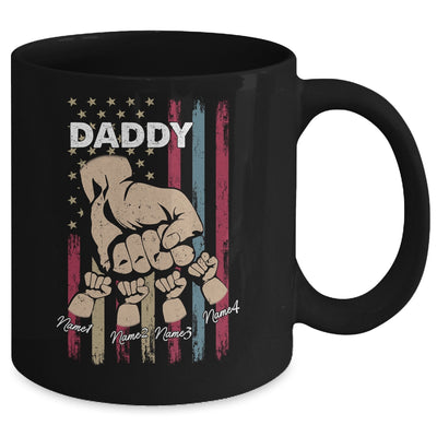 Personalized Awesome Daddy Kids With Name Custom Hands Fist Bump Flag Fathers Day Birthday Christmas Mug | teecentury