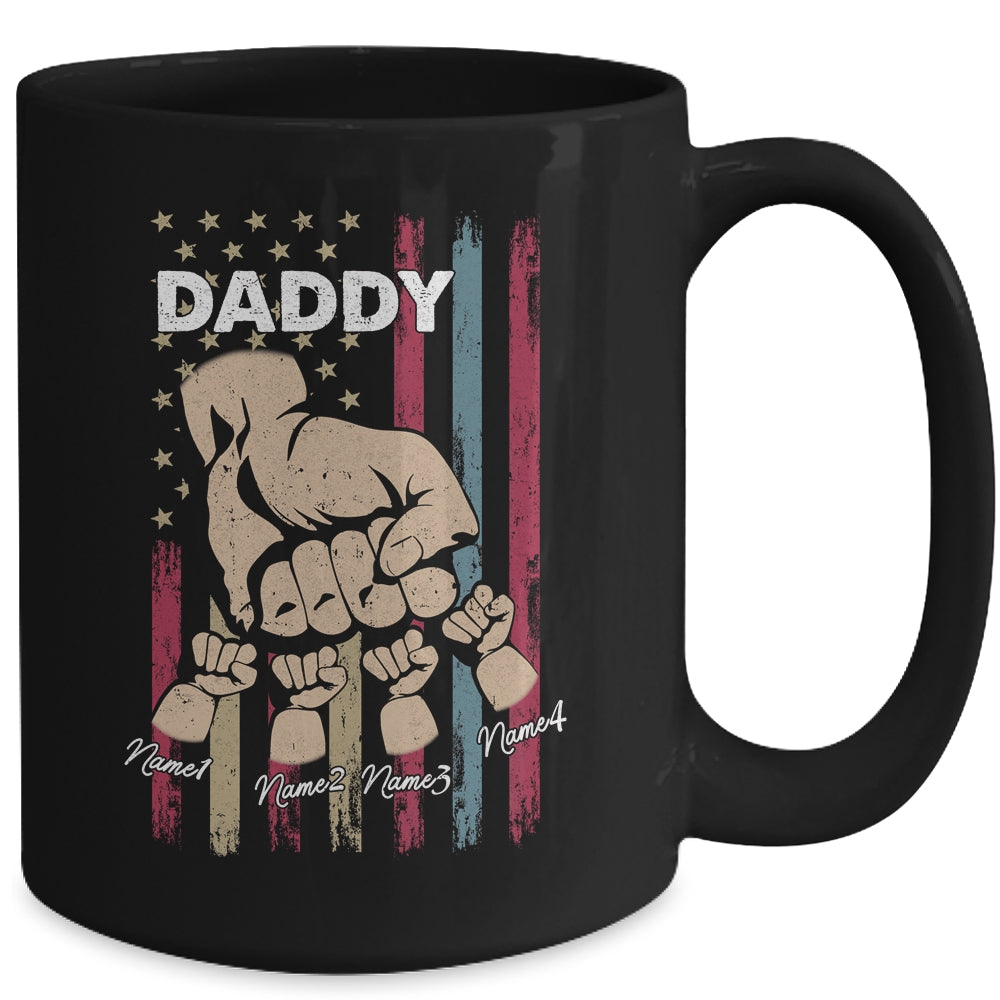 Personalized Awesome Daddy Kids With Name Custom Hands Fist Bump Flag Fathers Day Birthday Christmas Mug | teecentury