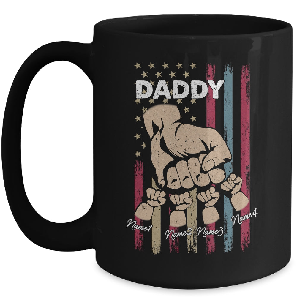 Personalized Awesome Daddy Kids With Name Custom Hands Fist Bump Flag Fathers Day Birthday Christmas Mug | teecentury