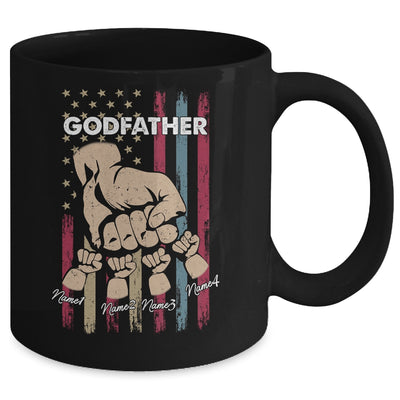 Personalized Awesome Godfather Kids With Name Custom Hands Fist Bump Flag Fathers Day Birthday Christmas Mug | teecentury