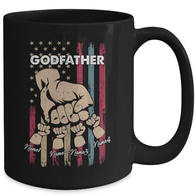 Personalized Awesome Godfather Kids With Name Custom Hands Fist Bump Flag Fathers Day Birthday Christmas Mug | teecentury