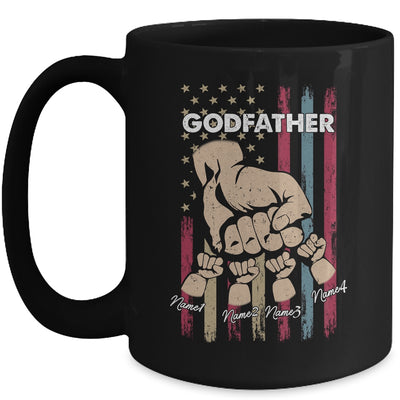 Personalized Awesome Godfather Kids With Name Custom Hands Fist Bump Flag Fathers Day Birthday Christmas Mug | teecentury