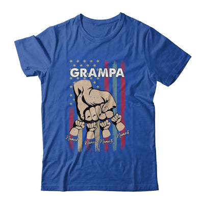Personalized Awesome Grampa Grandkids With Name Custom Hands Fist Bump Flag Fathers Day Birthday Christmas Shirt & Hoodie | teecentury