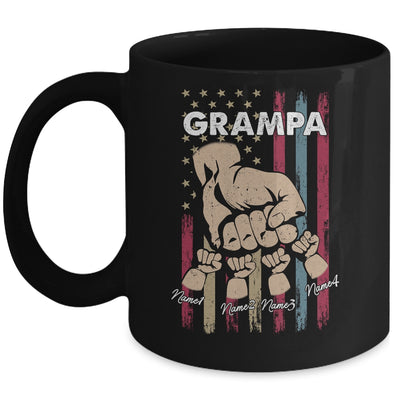 Personalized Awesome Grampa Grandkids With Name Custom Hands Fist Bump Flag Fathers Day Birthday Christmas Mug | teecentury