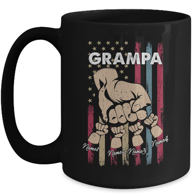 Personalized Awesome Grampa Grandkids With Name Custom Hands Fist Bump Flag Fathers Day Birthday Christmas Mug | teecentury