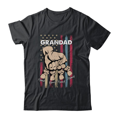 Personalized Awesome Grandad Grandkids With Name Custom Hands Fist Bump Flag Fathers Day Birthday Christmas Shirt & Hoodie | teecentury