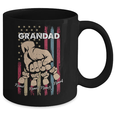 Personalized Awesome Grandad Grandkids With Name Custom Hands Fist Bump Flag Fathers Day Birthday Christmas Mug | teecentury