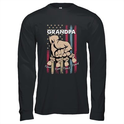 Personalized Awesome Grandpa Grandkids With Name Custom Hands Fist Bump Flag Fathers Day Birthday Christmas Shirt & Hoodie | teecentury