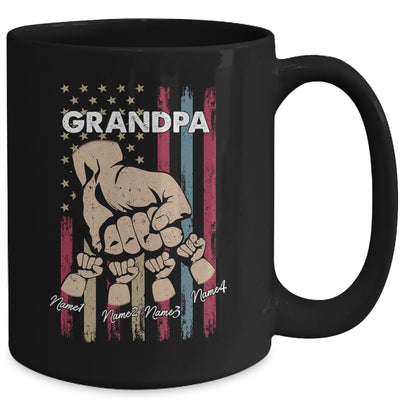 Personalized Awesome Grandpa Grandkids With Name Custom Hands Fist Bump Flag Fathers Day Birthday Christmas Mug | teecentury