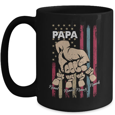 Personalized Awesome Papa Grandkids With Name Custom Hands Fist Bump Flag Fathers Day Birthday Christmas Mug | teecentury