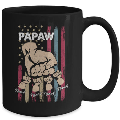 Personalized Awesome Papaw Grandkids With Name Custom Hands Fist Bump Flag Fathers Day Birthday Christmas Mug | teecentury