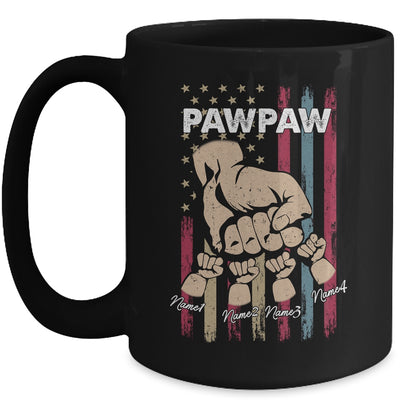 Personalized Awesome Pawpaw Grandkids With Name Custom Hands Fist Bump Flag Fathers Day Birthday Christmas Mug | teecentury