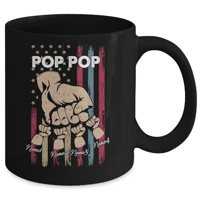 Personalized Awesome Pop Pop Grandkids With Name Custom Hands Fist Bump Flag Fathers Day Birthday Christmas Mug | teecentury