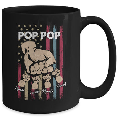 Personalized Awesome Pop Pop Grandkids With Name Custom Hands Fist Bump Flag Fathers Day Birthday Christmas Mug | teecentury