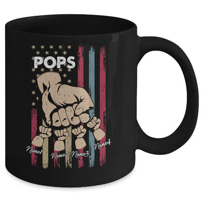Personalized Awesome Pops Grandkids With Name Custom Hands Fist Bump Flag Fathers Day Birthday Christmas Mug | teecentury