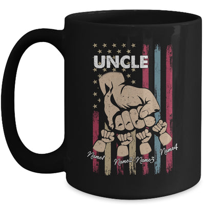 Personalized Awesome Uncle Kids With Name Custom Hands Fist Bump Flag Fathers Day Birthday Christmas Mug | teecentury