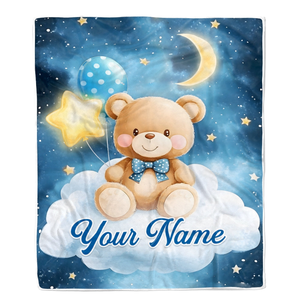 Personalized Baby Blanket For Boys Custom With Name Blankets For Kids Custom Bear Blankets For Infant Toddler Gifts For Birthday Customized Fleece Blanket | teecentury