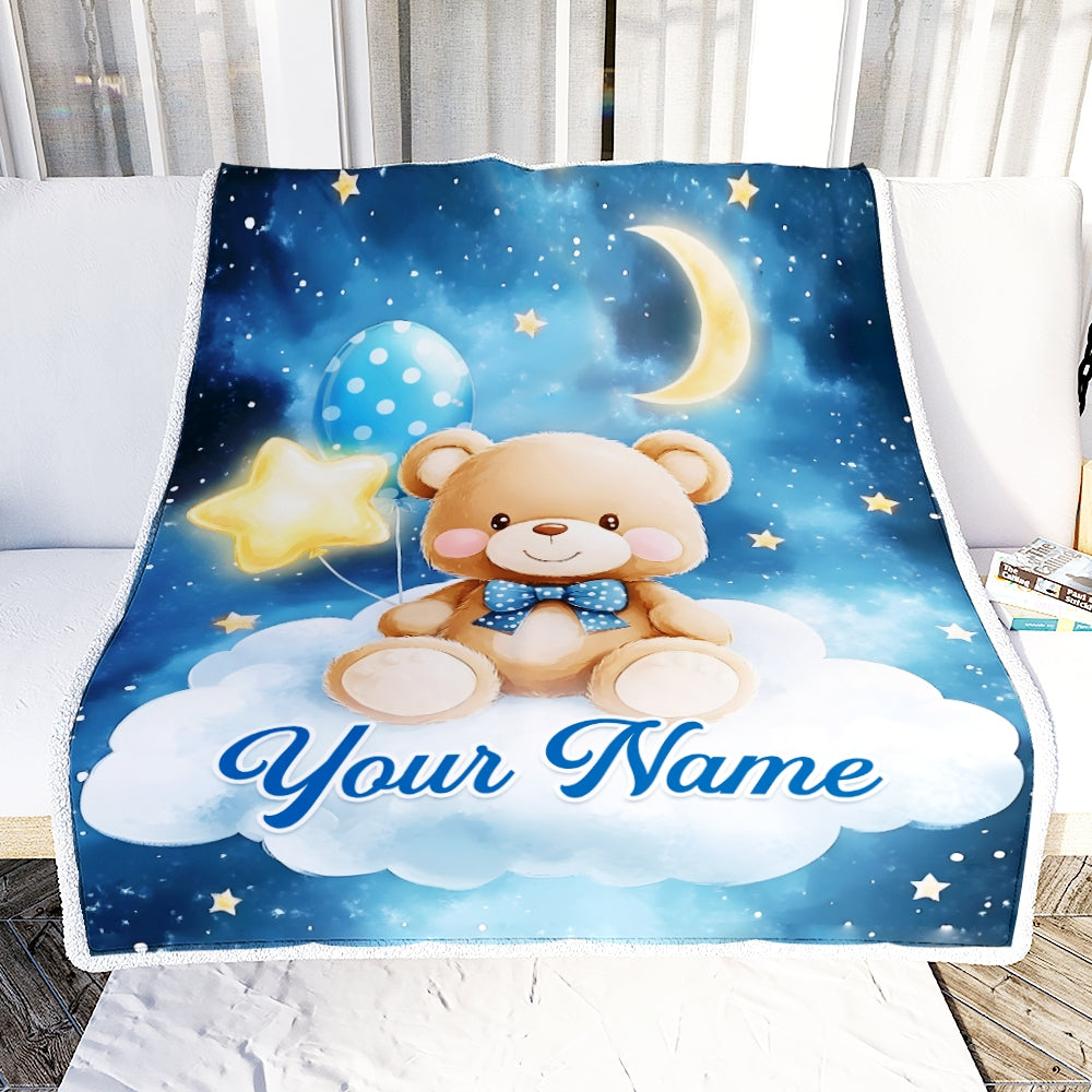 Personalized Baby Blanket For Boys Custom With Name Blankets For Kids Custom Bear Blankets For Infant Toddler Gifts For Birthday Customized Fleece Blanket | teecentury