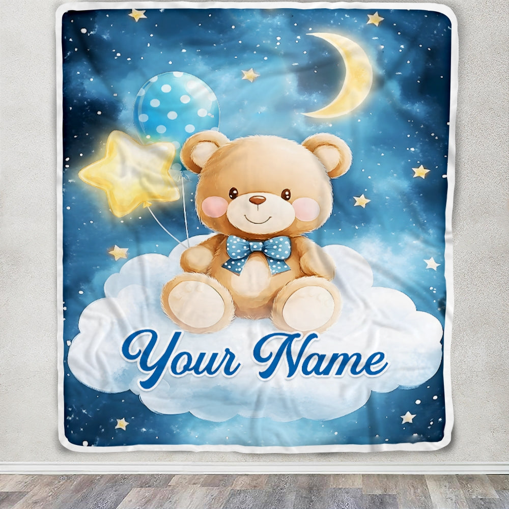 Personalized Baby Blanket For Boys Custom With Name Blankets For Kids Custom Bear Blankets For Infant Toddler Gifts For Birthday Customized Fleece Blanket | teecentury