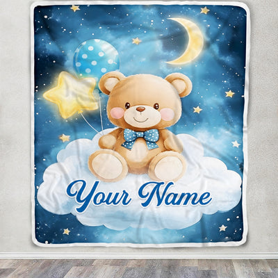 Personalized Baby Blanket For Boys Custom With Name Blankets For Kids Custom Bear Blankets For Infant Toddler Gifts For Birthday Customized Fleece Blanket | teecentury