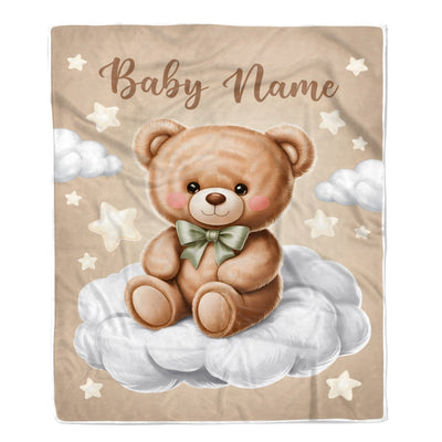 Personalized Baby Blanket For Boys Girls Custom Baby With Name For Kids Custom Bear Blankets For Infant Toddler Gifts For Birthday Customized Fleece Blanket | teecentury