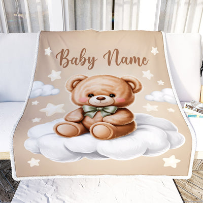 Personalized Baby Blanket For Boys Girls Custom Baby With Name For Kids Custom Bear Blankets For Infant Toddler Gifts For Birthday Customized Fleece Blanket | teecentury