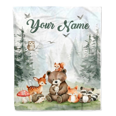Personalized Baby Blanket For Boys Girls Custom With Name Blankets For Kids Safari Jungle Animals Baby Toddler Gifts For Birthday Customized Fleece Blanket | teecentury