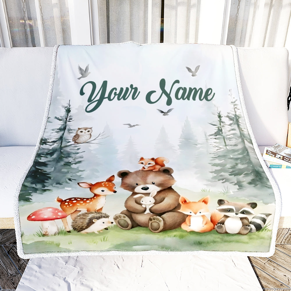Personalized Baby Blanket For Boys Girls Custom With Name Blankets For Kids Safari Jungle Animals Baby Toddler Gifts For Birthday Customized Fleece Blanket | teecentury