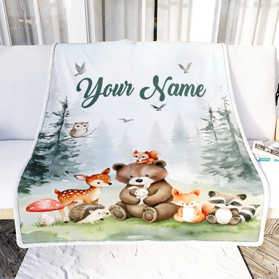 Personalized Baby Blanket For Boys Girls Custom With Name Blankets For Kids Safari Jungle Animals Baby Toddler Gifts For Birthday Customized Fleece Blanket | teecentury