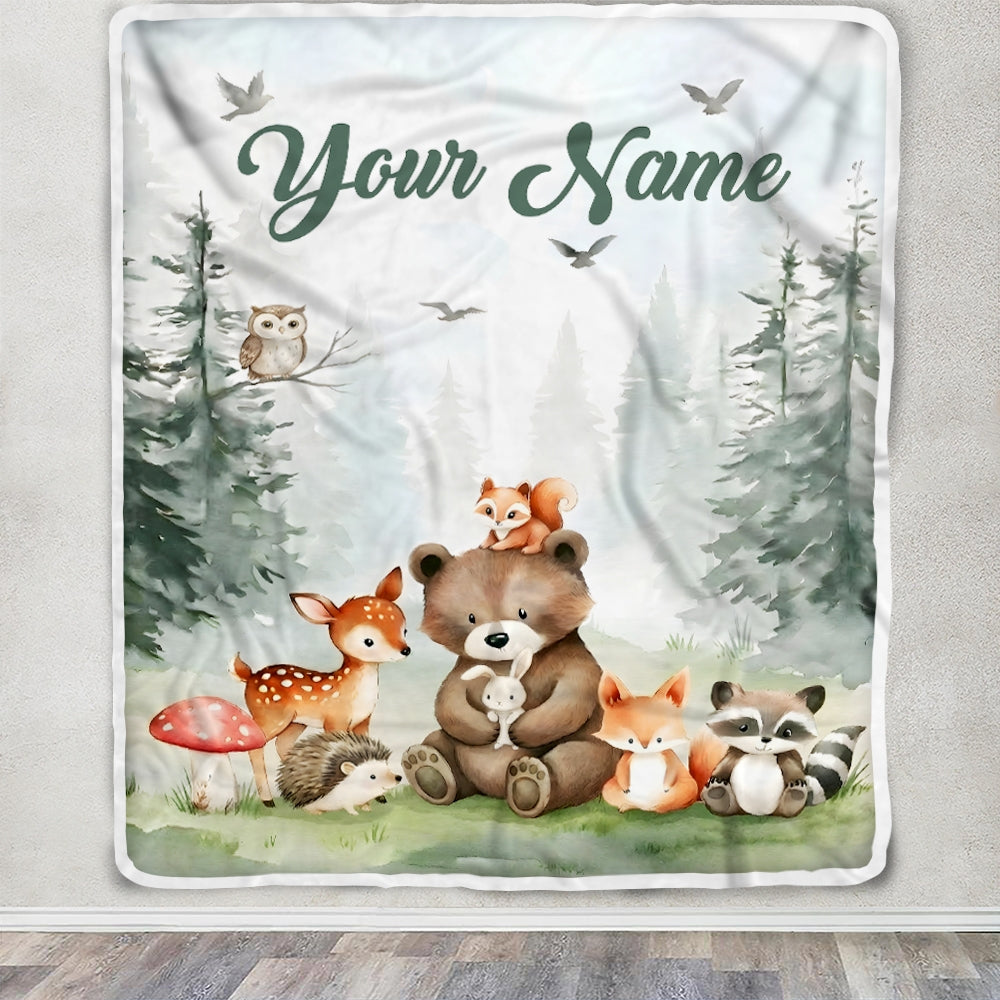 Personalized Baby Blanket For Boys Girls Custom With Name Blankets For Kids Safari Jungle Animals Baby Toddler Gifts For Birthday Customized Fleece Blanket | teecentury