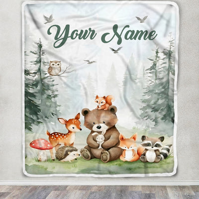 Personalized Baby Blanket For Boys Girls Custom With Name Blankets For Kids Safari Jungle Animals Baby Toddler Gifts For Birthday Customized Fleece Blanket | teecentury
