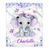 Personalized Baby Blanket With Name Custom Cute Elephant Purple Newborn Baby Girl Children Kids Daughter Granddaughter Niece Birthday Christmas Fleece Blanket Blanket | Teecentury.com