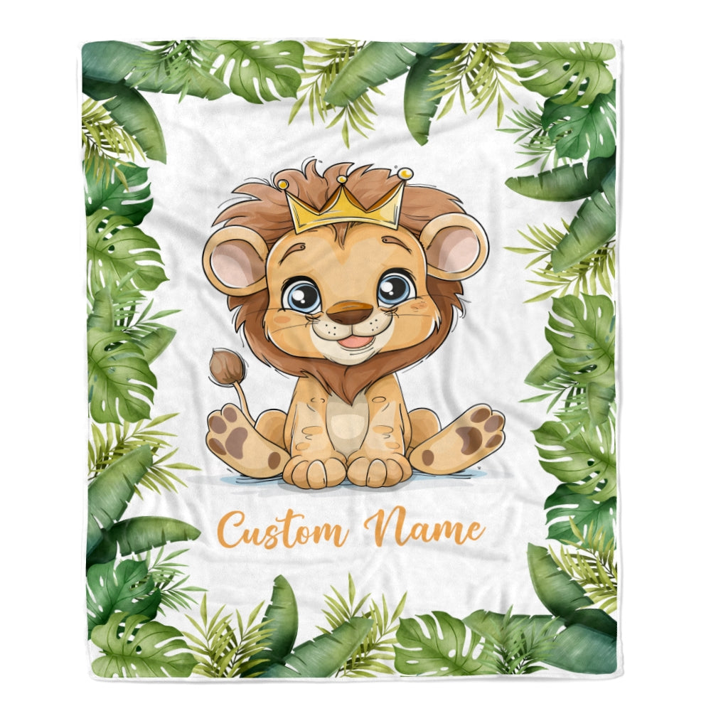 Personalized Baby Blanket With Name Custom For Baby Boy Cute Lion Newborn Children Kids Son Grandson Nephew Birthday Christmas Customized Fleece Blanket Blanket | Teecentury.com