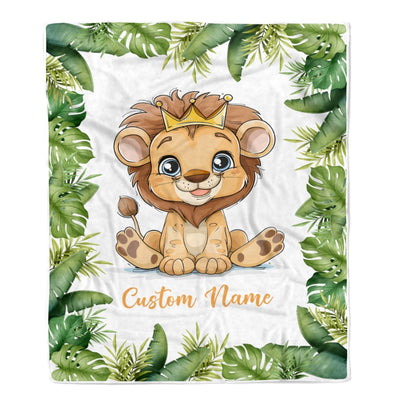 Personalized Baby Blanket With Name Custom For Baby Boy Cute Lion Newborn Children Kids Son Grandson Nephew Birthday Christmas Customized Fleece Blanket Blanket | Teecentury.com