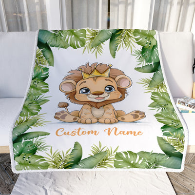 Personalized Baby Blanket With Name Custom For Baby Boy Cute Lion Newborn Children Kids Son Grandson Nephew Birthday Christmas Customized Fleece Blanket Blanket | Teecentury.com