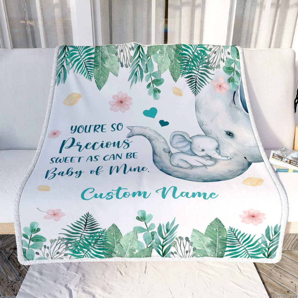 Personalized Baby Blanket You're So Precious Elephant Newborn Girl Son Daughter Niece Granddaughter Birthday Christmas Customized Bed Fleece Throw Blanket | teecentury