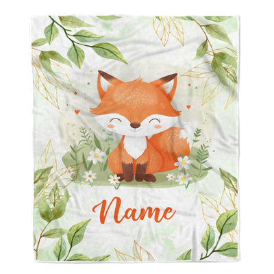 Personalized Baby Blanket with Name Custom for Baby Boy Cute Fox Newborn Kids Son Daughter Niece Grandson Nephew Birthday Christmas Customized Fleece Blanket Blanket | Teecentury.com