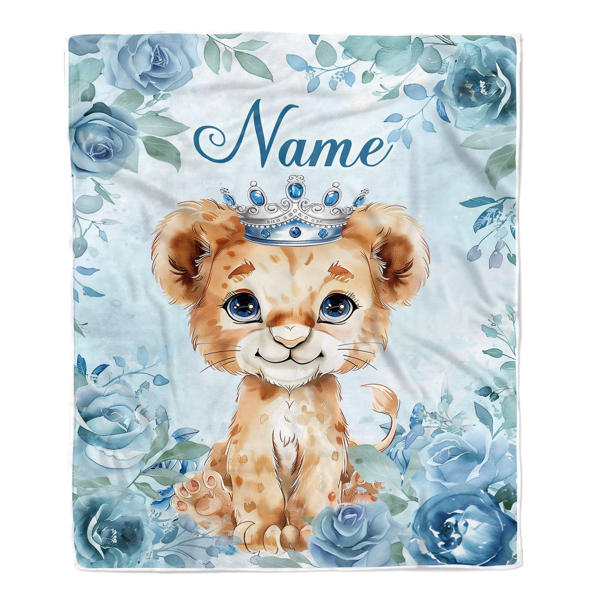 Personalized Baby Boy Girl Blanket Custom Name Blue Lion Cub King Nursery For Babies Shower Toddlers Kids Bedding Decor Birthday Christmas Gift Fleece Blanket | teecentury