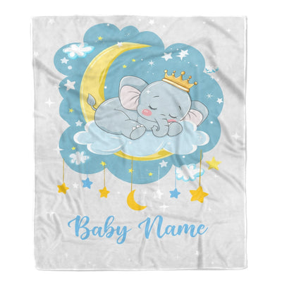 Personalized Baby Elephant Blanket For Boy Girl Custom Baby Name Elephant Newborn Nursery Daughter Son Niece Nephew Birthday Christmas Bed Fleece Throw Blanket | teecentury