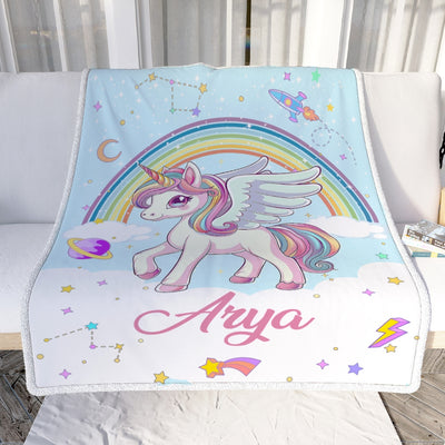 Personalized Baby Girl Blanket Nursery Cute Unicorn Girls Design for Kids Newborn Daughter Granddaughter Niece Birthday Customized Christmas Fleece Blanket Blanket | Teecentury.com
