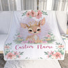 Personalized Baby Girl Blanket With Custom Name Newborn Pink Flowers Deer Daughter Niece Granddaughter Birthday Christmas Customized Bed Fleece Throw Blanket | teecentury