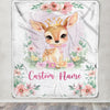 Personalized Baby Girl Blanket With Custom Name Newborn Pink Flowers Deer Daughter Niece Granddaughter Birthday Christmas Customized Bed Fleece Throw Blanket | teecentury