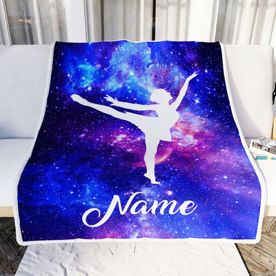 Personalized Ballet Dance Blanket Galaxy Custom With Name For Daughter Niece Granddaughter Birthday Christmas Graduation Customized Bed Fleece Blanket | teecentury