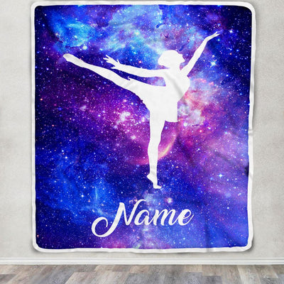 Personalized Ballet Dance Blanket Galaxy Custom With Name For Daughter Niece Granddaughter Birthday Christmas Graduation Customized Bed Fleece Blanket | teecentury