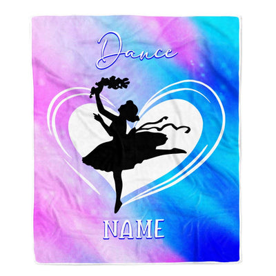 Personalized Ballet Dance Yoga Blanket Heart Custom With Name For Daughter Niece Granddaughter Birthday Graduation Christmas Customized Bed Fleece Blanket | teecentury