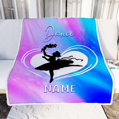Personalized Ballet Dance Yoga Blanket Heart Custom With Name For Daughter Niece Granddaughter Birthday Graduation Christmas Customized Bed Fleece Blanket | teecentury