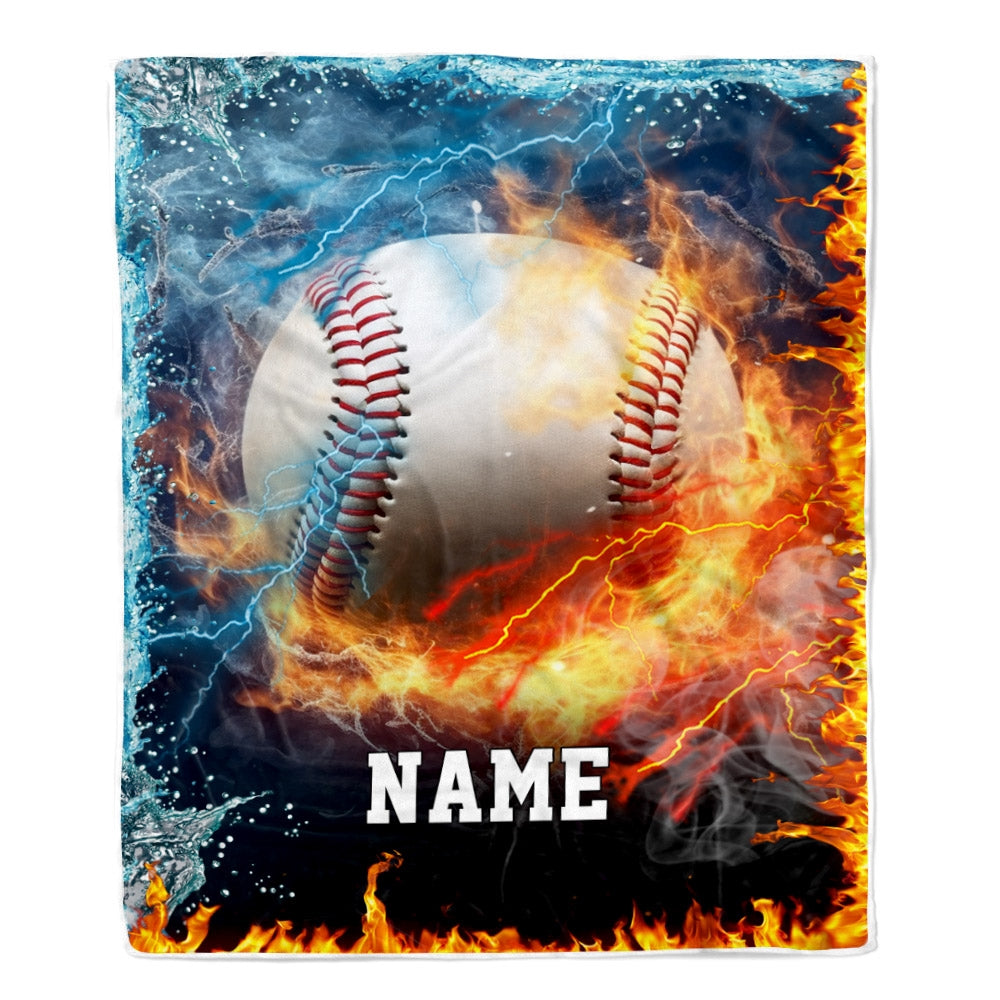 Personalized Baseball Blanket Fire Water A Nice Night American Flag Printed 3D Sport Lover Kids Men Women Birthday Christmas Customized Fleece Blanket Blanket | Teecentury.com