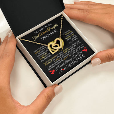 Interlocking Hearts Necklace 18K Yellow Gold Finish | 2 | Personalized Beautiful Gift For Bonus Daughter From Step Mom Dad Graduation Necklace Great Stepdaughter Gifts Birthday Christmas Custom Gift Box Message Card | teecentury