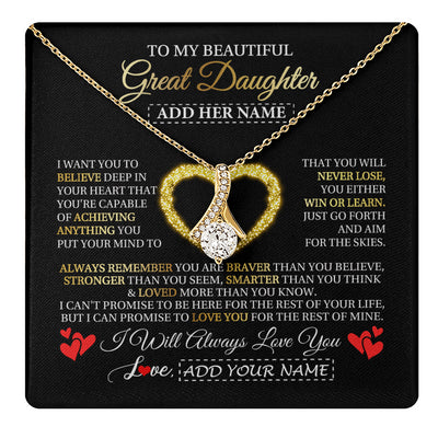 Alluring Beauty Necklace 18K Yellow Gold Finish | 1 | Personalized Beautiful Gift For Daughter From Mom Dad Mother Graduation Necklace Great Daughter Gifts Birthday Christmas Customized Gift Box Message Card | teecentury