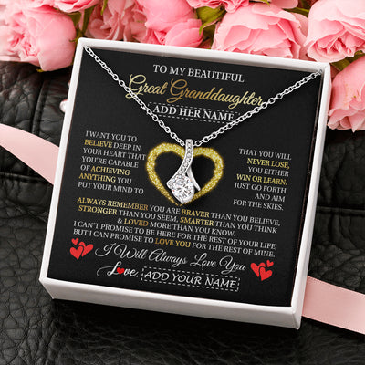 Alluring Beauty Necklace 14K White Gold Finish | 2 | Personalized Beautiful Gift For Granddaughter From Grandma Grandpa Graduation Necklace Great Granddaughter Gifts Birthday Christmas Gift Box Message Card | teecentury